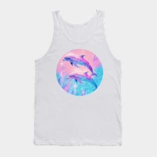 Pink and Blue Glitter Dolphins Tank Top